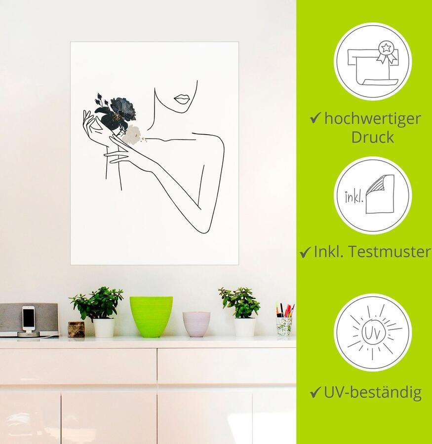 Artland Artprint Modern lineart meisje II als artprint van aluminium artprint voor buiten artprint op linnen poster muursticker - Foto 3