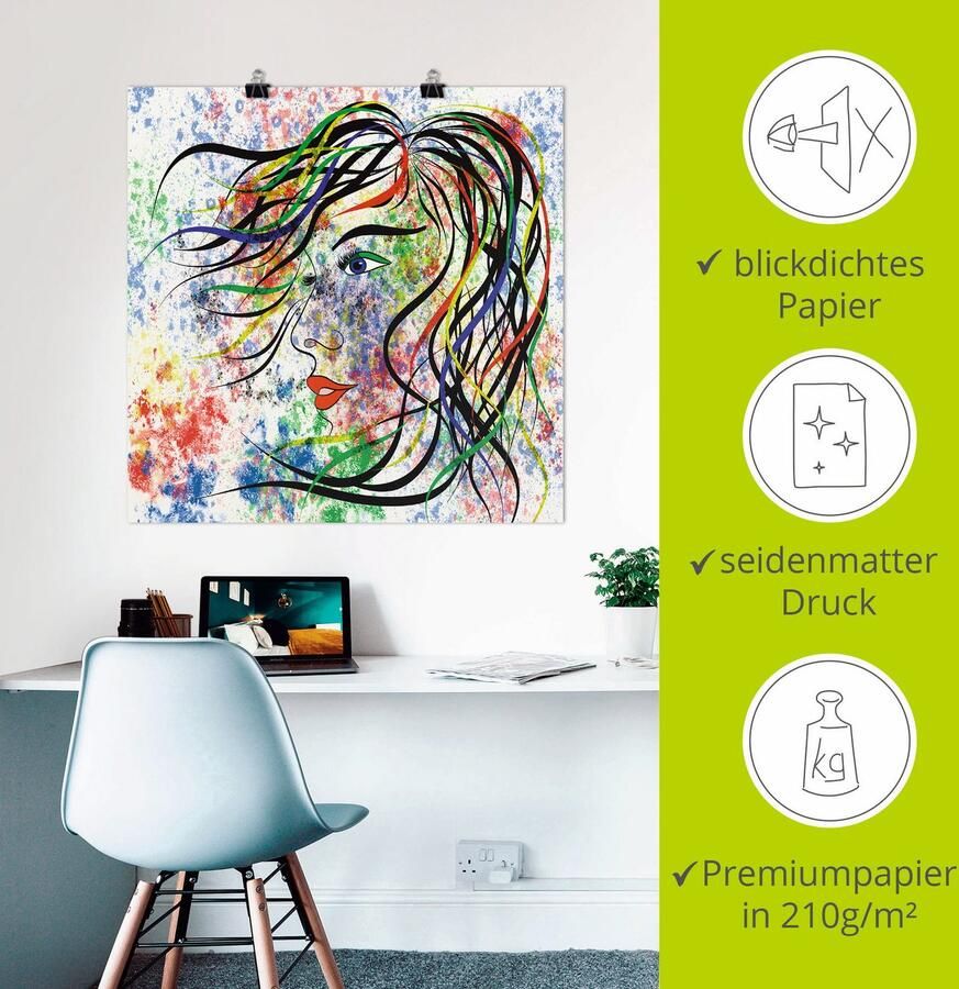 Artland Artprint Modern portret als artprint van aluminium artprint voor buiten artprint op linnen poster in verschillende maten. maten - Foto 2