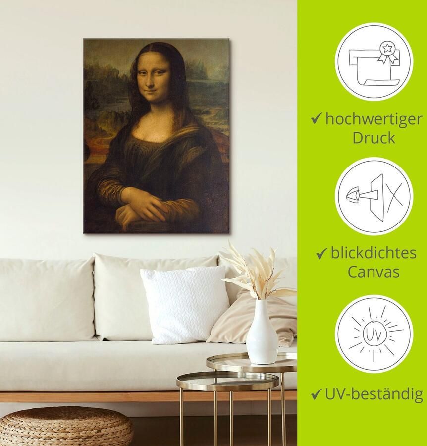 Artland Artprint Mona Lisa. Omstreeks 1503 als artprint op linnen poster in verschillende formaten maten - Foto 3