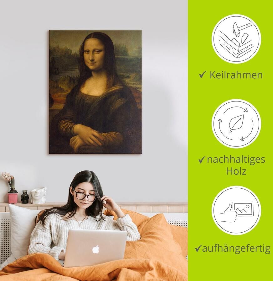 Artland Artprint Mona Lisa. Omstreeks 1503 als artprint op linnen poster in verschillende formaten maten - Foto 2