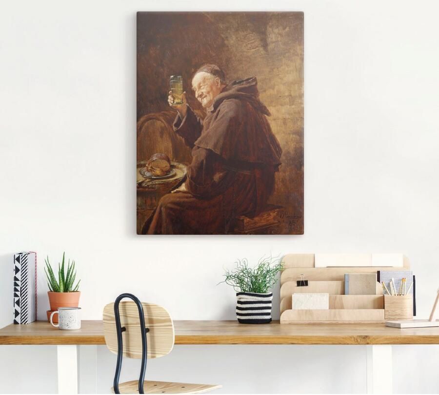 Artland Artprint Monnik bij het wijn proeven. als artprint op linnen poster in verschillende formaten maten - Foto 3