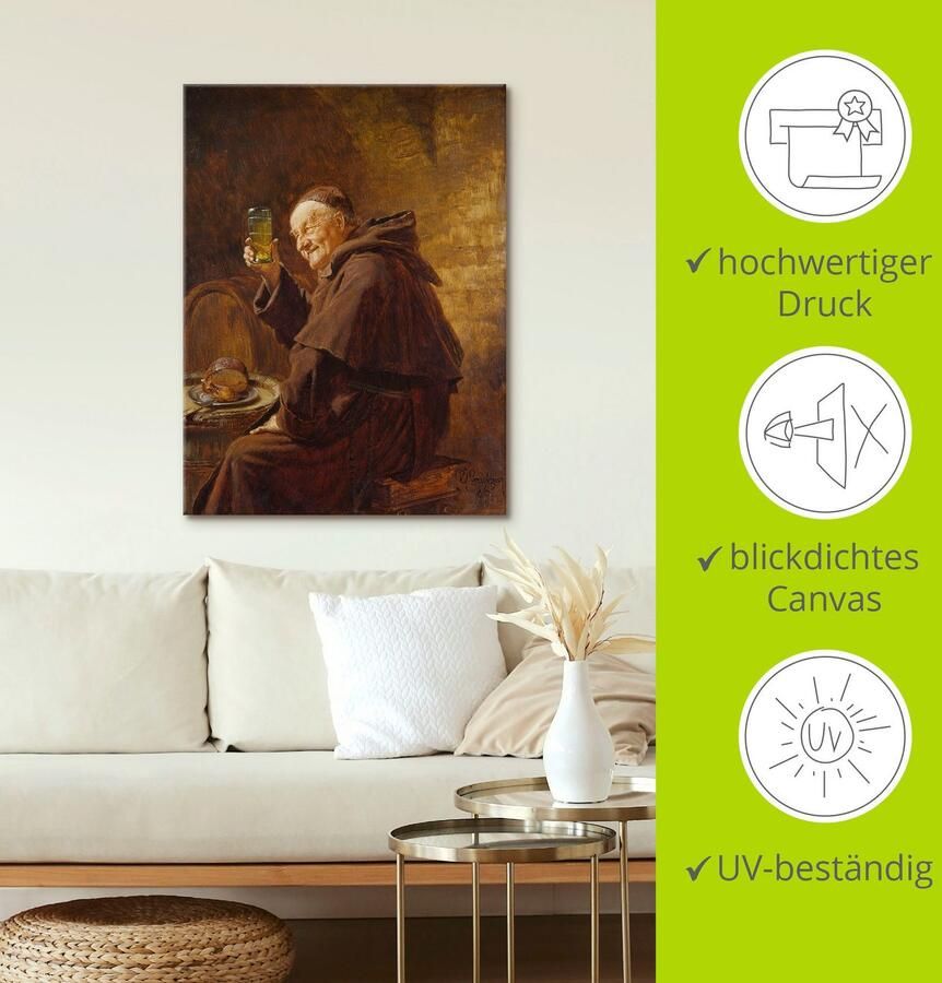 Artland Artprint Monnik bij het wijn proeven. als artprint op linnen poster in verschillende formaten maten - Foto 2