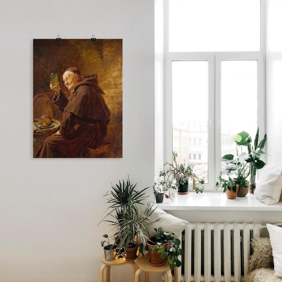 Artland Artprint Monnik bij het wijn proeven. als artprint op linnen poster in verschillende formaten maten