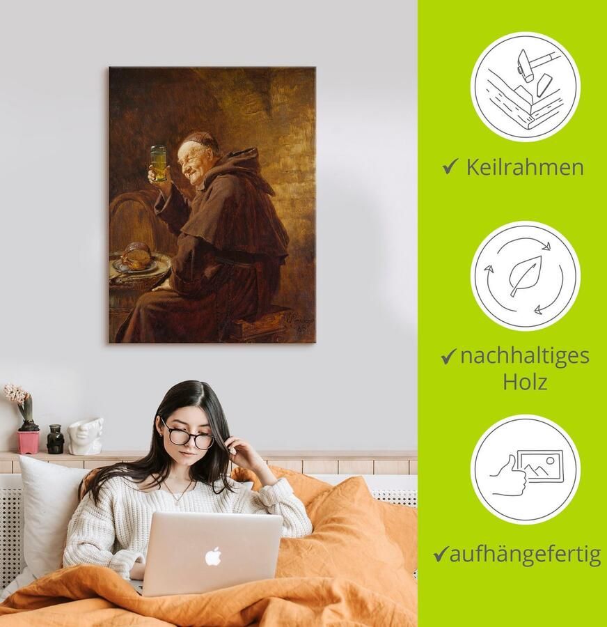 Artland Artprint Monnik bij het wijn proeven. als artprint op linnen poster in verschillende formaten maten