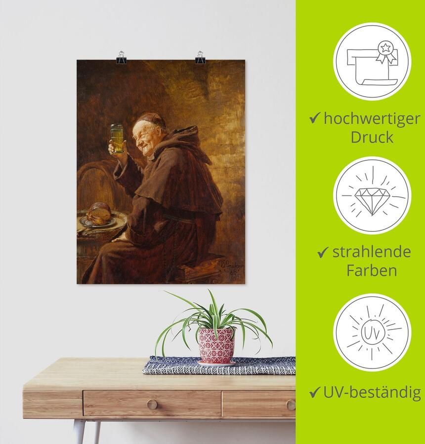 Artland Artprint Monnik bij het wijn proeven. als artprint op linnen poster in verschillende formaten maten - Foto 3