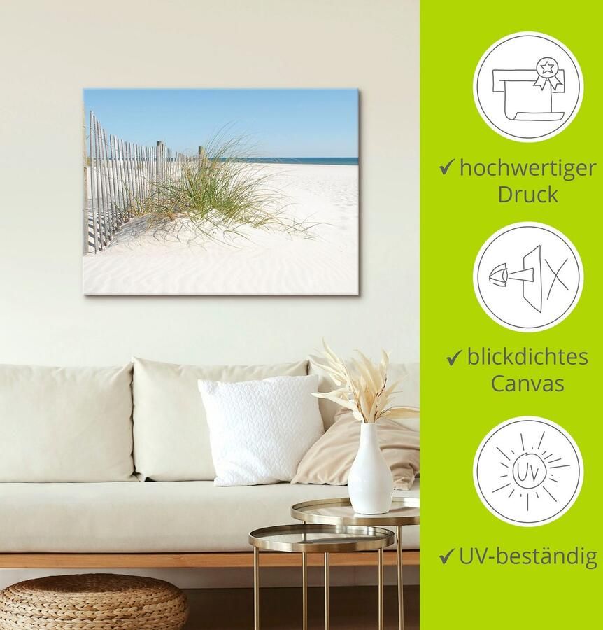 Artland Artprint Mooie duinen met grassen en hek als artprint op linnen poster in verschillende formaten maten - Foto 3