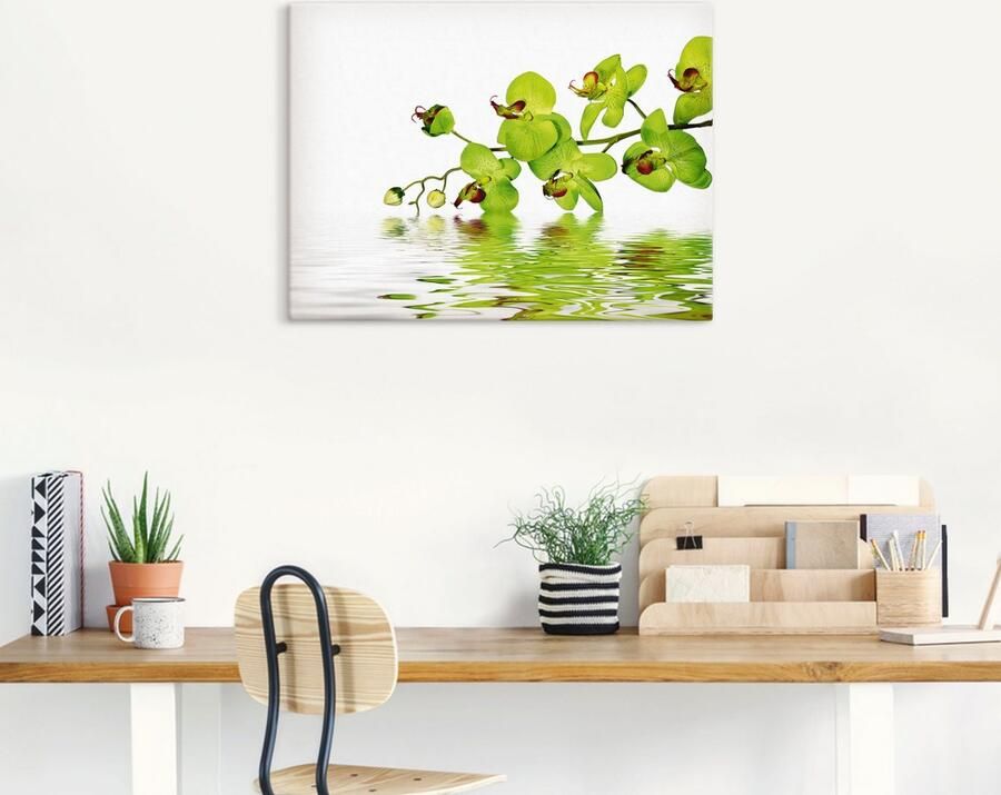 Artland Artprint Mooie orchidee met groene achtergrond als artprint op linnen muursticker in verschillende maten - Foto 6