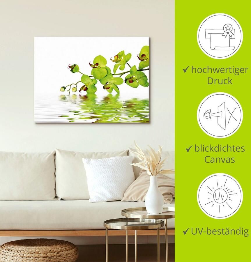Artland Artprint Mooie orchidee met groene achtergrond als artprint op linnen muursticker in verschillende maten - Foto 4
