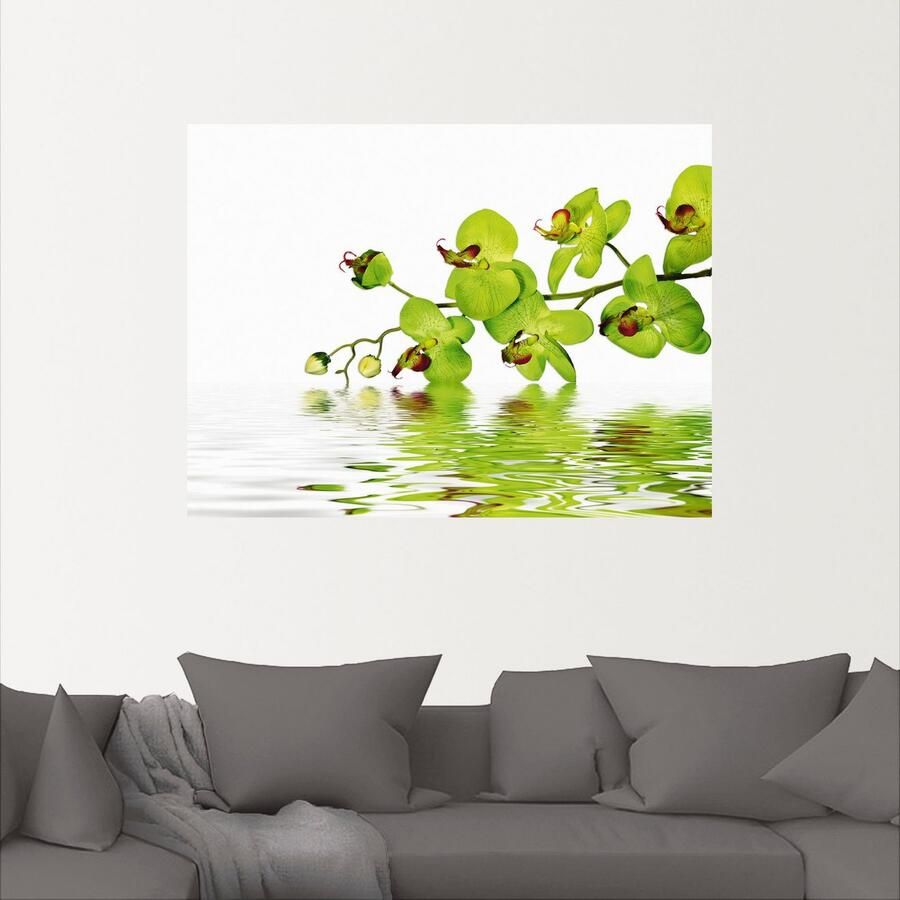 Artland Artprint Mooie orchidee met groene achtergrond als artprint op linnen muursticker in verschillende maten - Foto 2