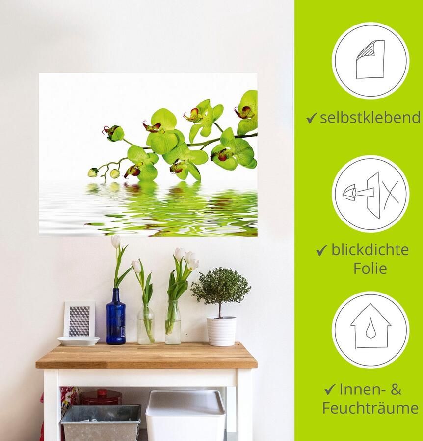 Artland Artprint Mooie orchidee met groene achtergrond als artprint op linnen muursticker in verschillende maten - Foto 4