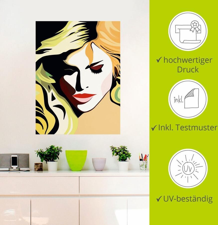 Artland Artprint Mooie vrouw als artprint van aluminium artprint op linnen muursticker verschillende maten - Foto 2