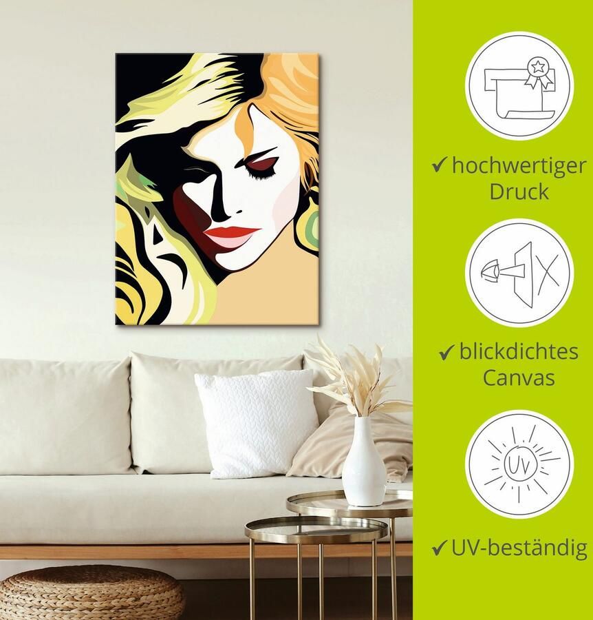 Artland Artprint Mooie vrouw als artprint van aluminium artprint op linnen muursticker verschillende maten - Foto 2