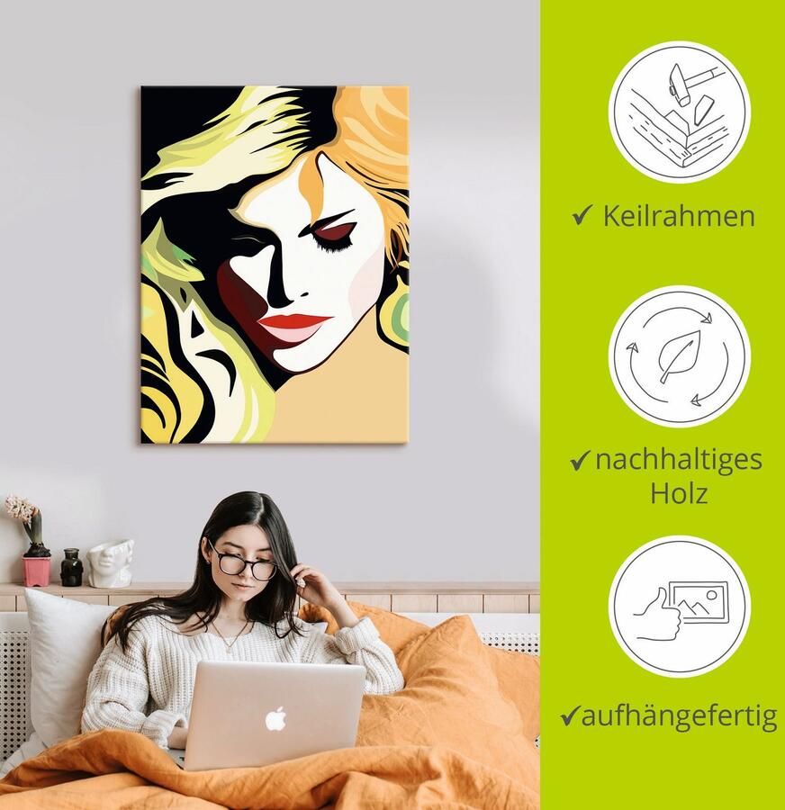 Artland Artprint Mooie vrouw als artprint van aluminium artprint op linnen muursticker verschillende maten