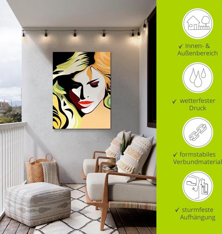 Artland Artprint Mooie vrouw als artprint van aluminium artprint op linnen muursticker verschillende maten - Foto 3