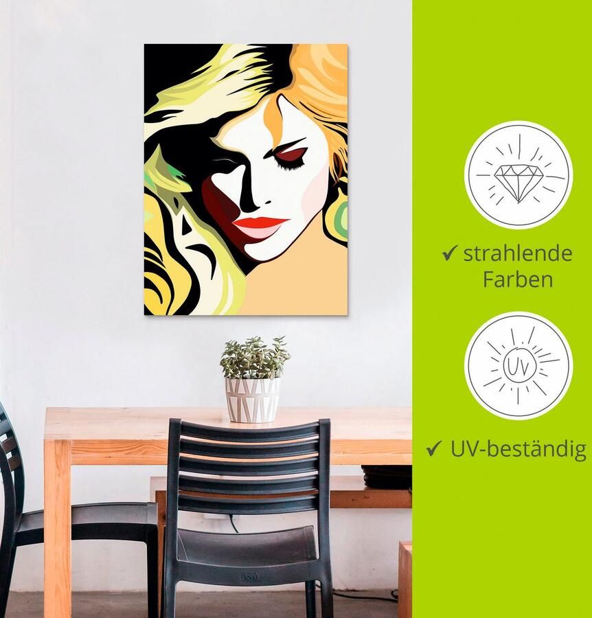 Artland Artprint Mooie vrouw als artprint van aluminium artprint op linnen muursticker verschillende maten - Foto 2