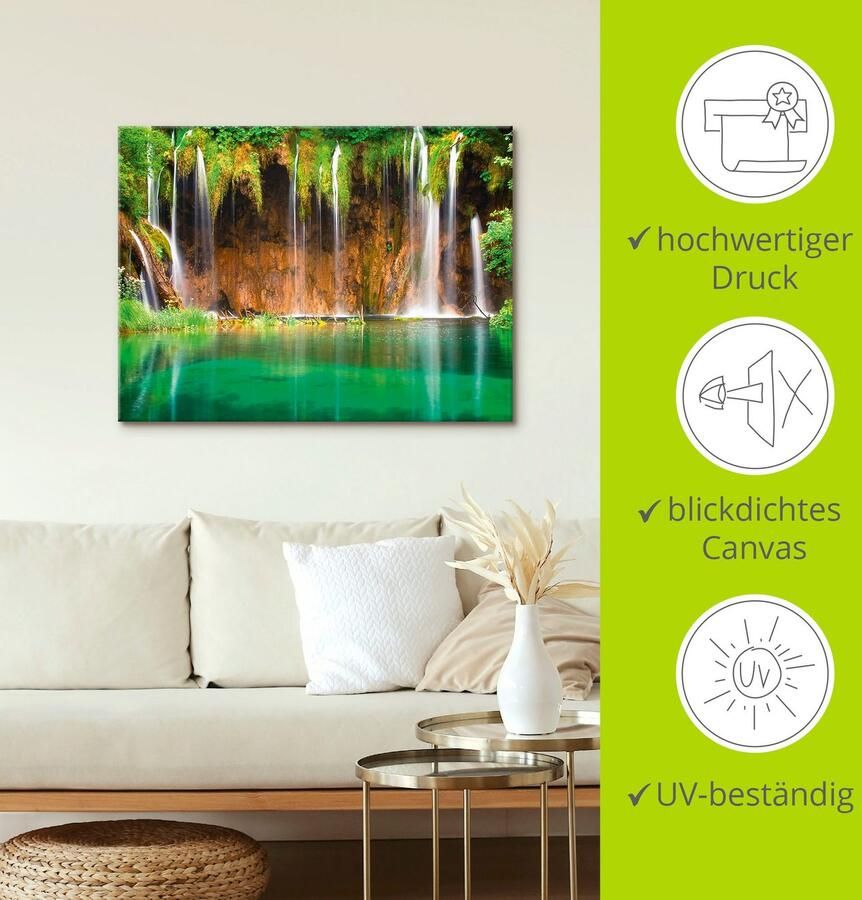 Artland Artprint Mooie waterval in het bos als artprint op linnen poster in verschillende formaten maten - Foto 3