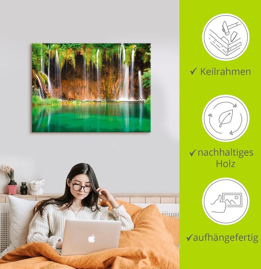 Artland Artprint Mooie waterval in het bos als artprint op linnen poster in verschillende formaten maten - Foto 2