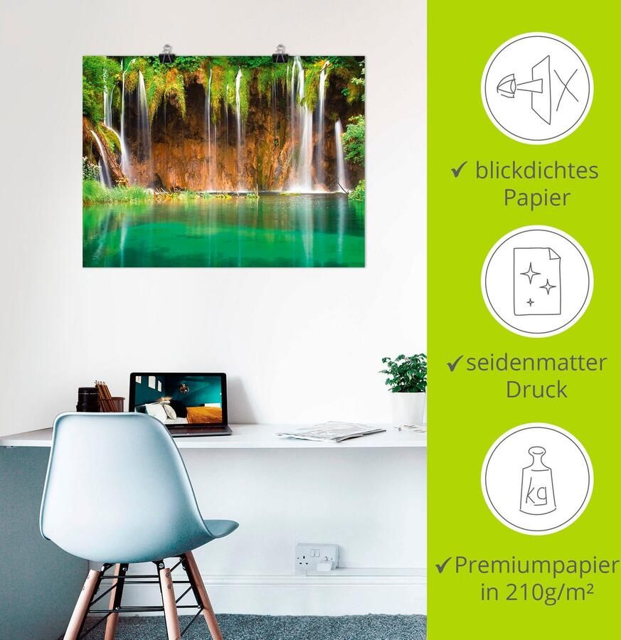 Artland Artprint Mooie waterval in het bos als artprint op linnen poster in verschillende formaten maten - Foto 2