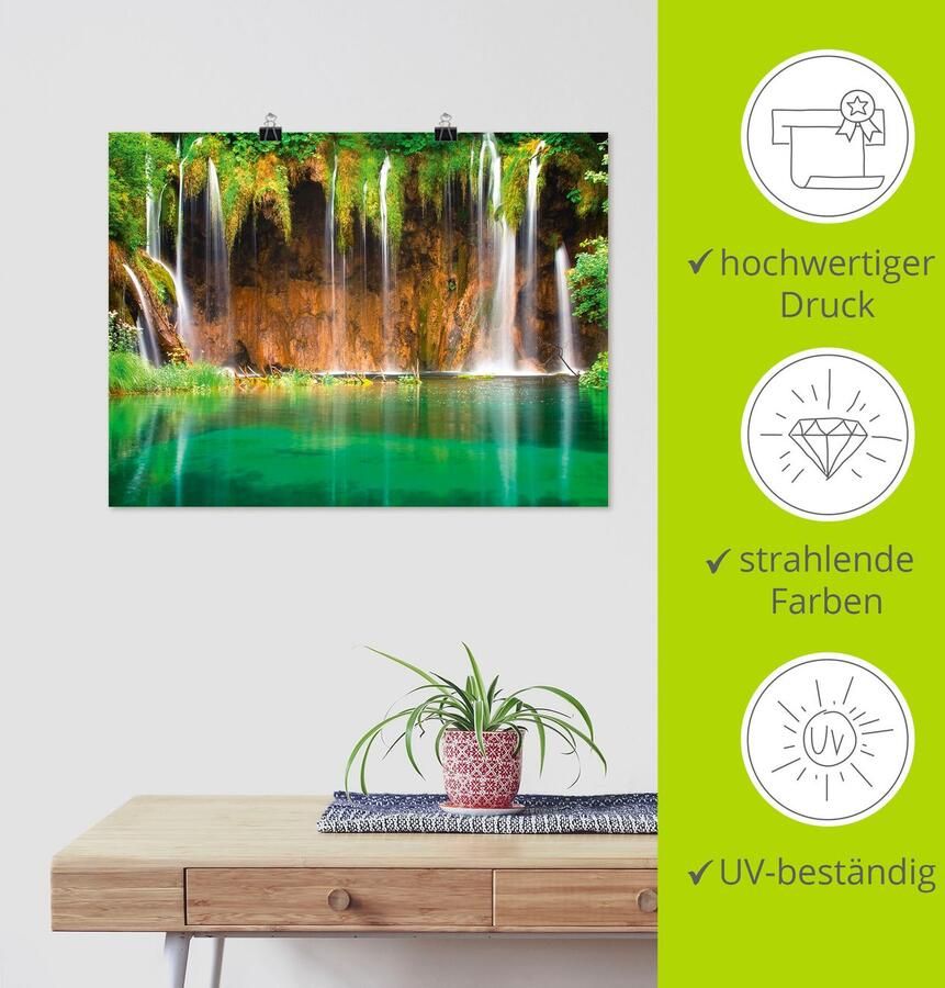 Artland Artprint Mooie waterval in het bos als artprint op linnen poster in verschillende formaten maten - Foto 3