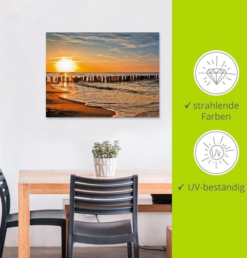 Artland Artprint Mooie zonsondergang aan het strand als artprint van aluminium artprint voor buiten artprint op linnen poster in verschillende maten. maten - Foto 3