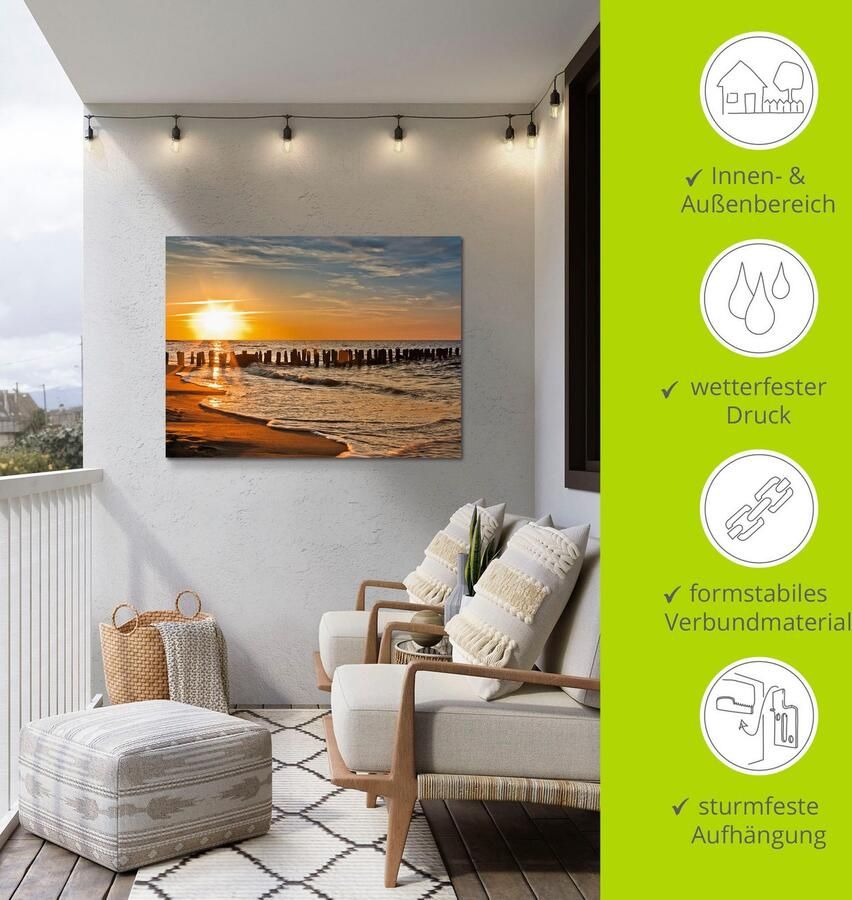 Artland Artprint Mooie zonsondergang aan het strand als artprint van aluminium artprint voor buiten artprint op linnen poster in verschillende maten. maten - Foto 4