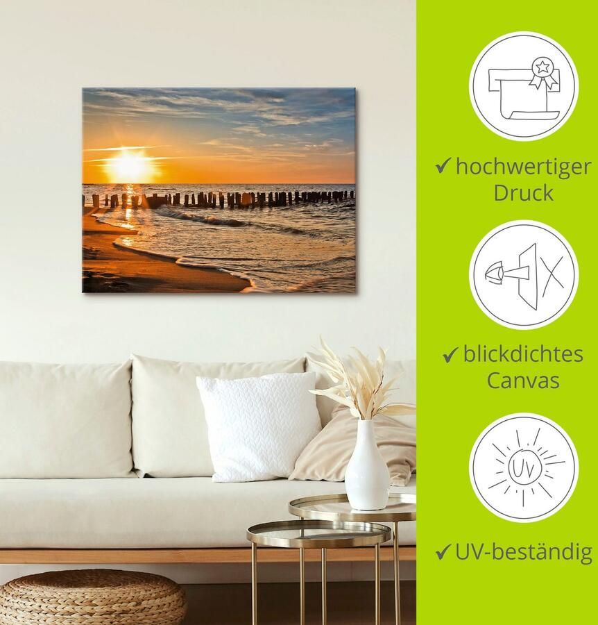Artland Artprint Mooie zonsondergang aan het strand als artprint van aluminium artprint voor buiten artprint op linnen poster in verschillende maten. maten - Foto 3