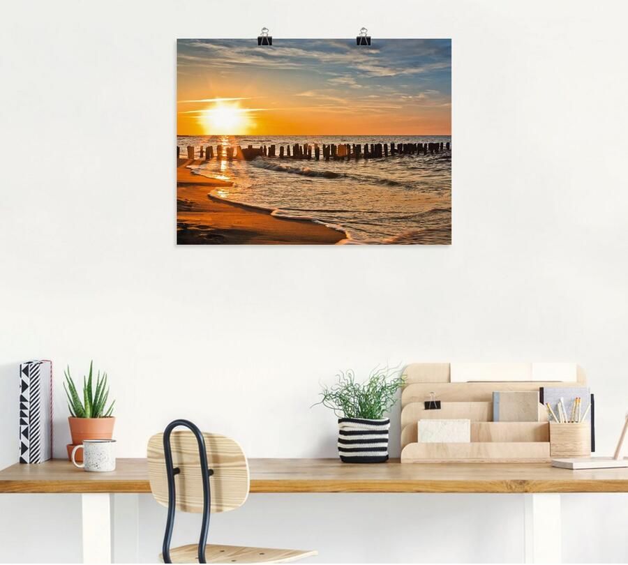 Artland Artprint Mooie zonsondergang aan het strand als artprint van aluminium artprint voor buiten artprint op linnen poster in verschillende maten. maten - Foto 4