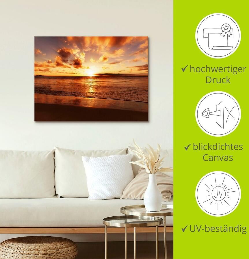 Artland Artprint Mooie zonsondergang strand als artprint op linnen poster muursticker in verschillende maten - Foto 3