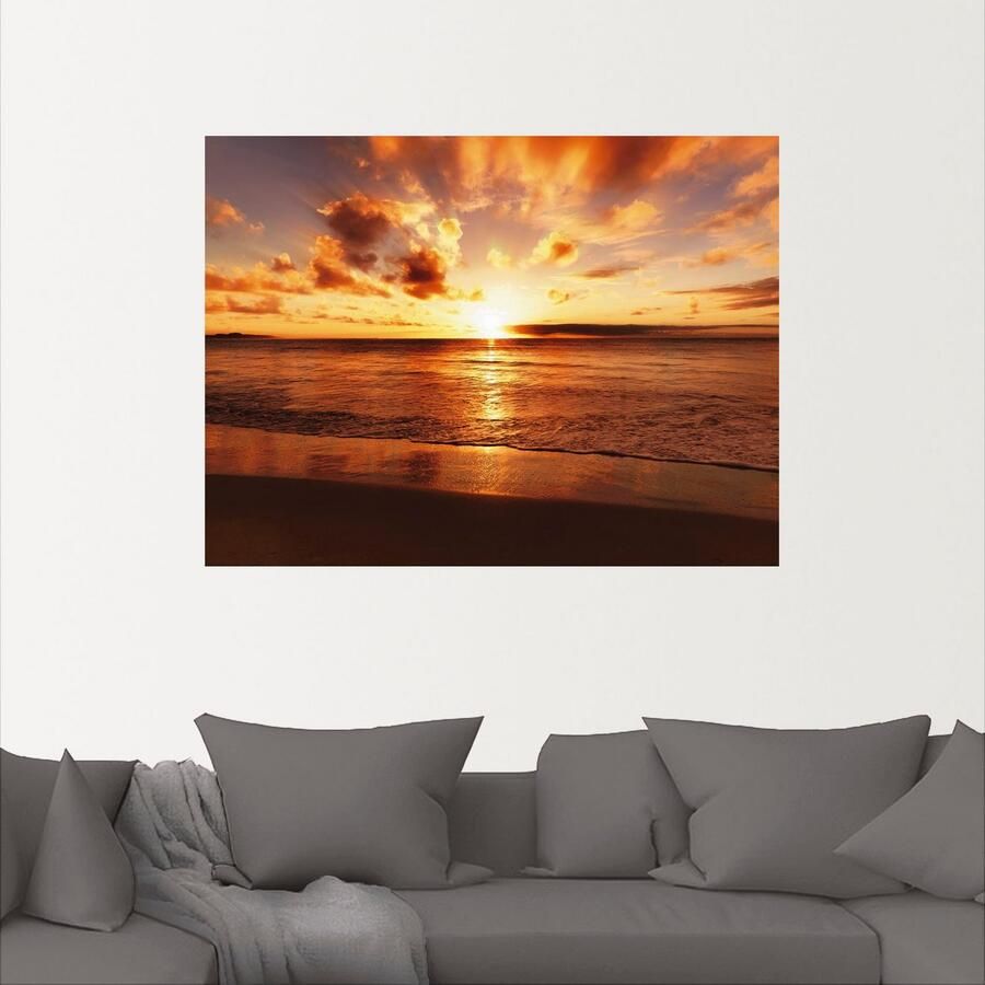 Artland Artprint Mooie zonsondergang strand als artprint op linnen poster muursticker in verschillende maten - Foto 2