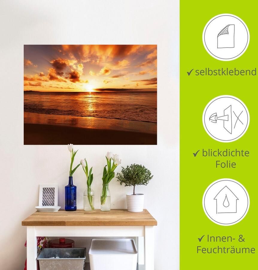 Artland Artprint Mooie zonsondergang strand als artprint op linnen poster muursticker in verschillende maten - Foto 4