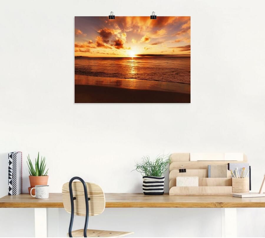 Artland Artprint Mooie zonsondergang strand als artprint op linnen poster muursticker in verschillende maten - Foto 4