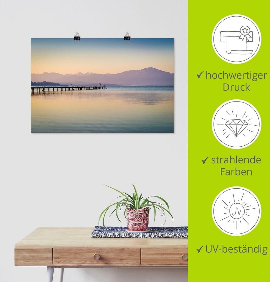 Artland Artprint Morgen aan de Chiemsee als artprint van aluminium artprint voor buiten artprint op linnen poster in verschillende maten. maten - Foto 4