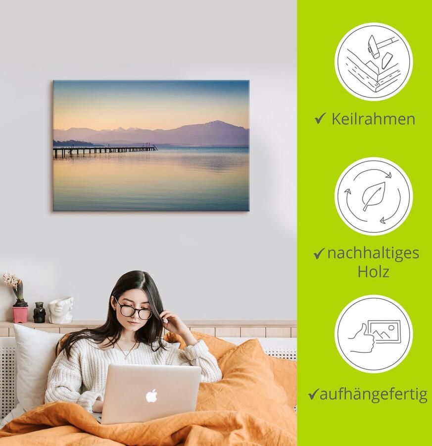 Artland Artprint Morgen aan de Chiemsee als artprint van aluminium artprint voor buiten artprint op linnen poster in verschillende maten. maten - Foto 2