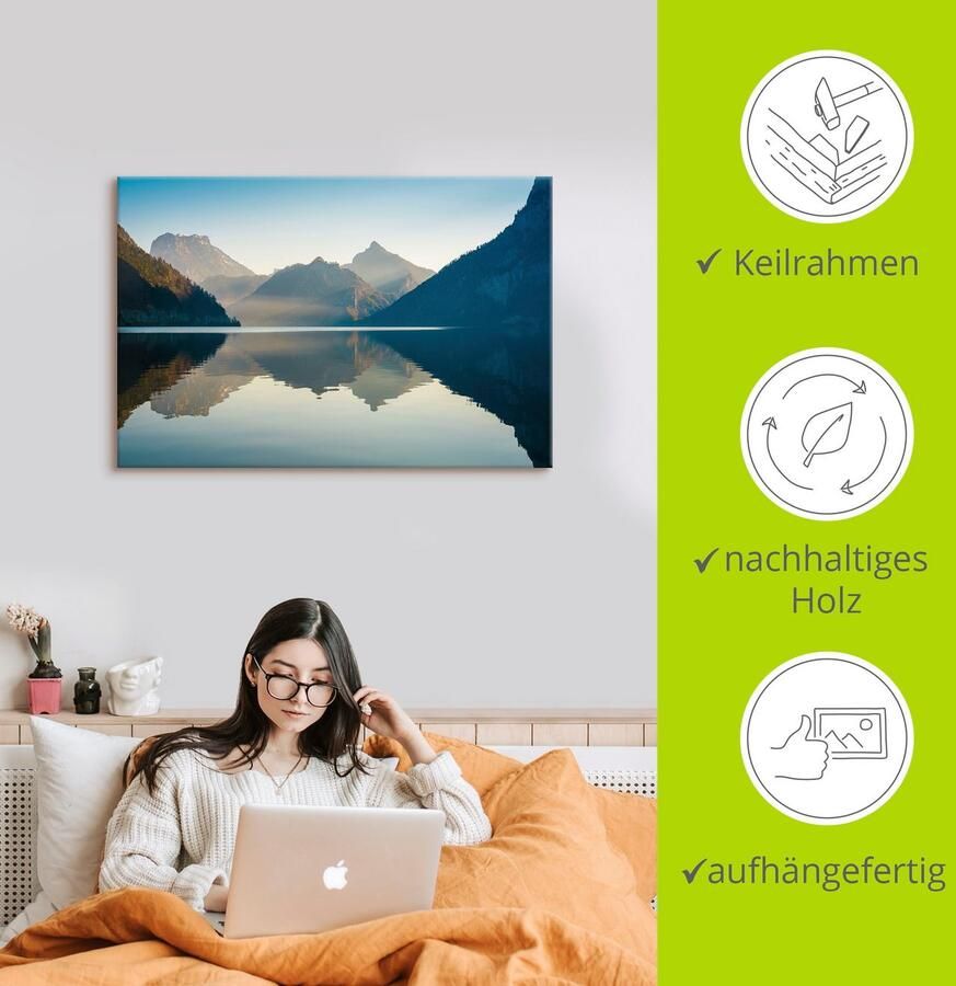 Artland Artprint Morgen aan de Traunsee als artprint van aluminium artprint voor buiten artprint op linnen poster in verschillende maten. maten - Foto 2