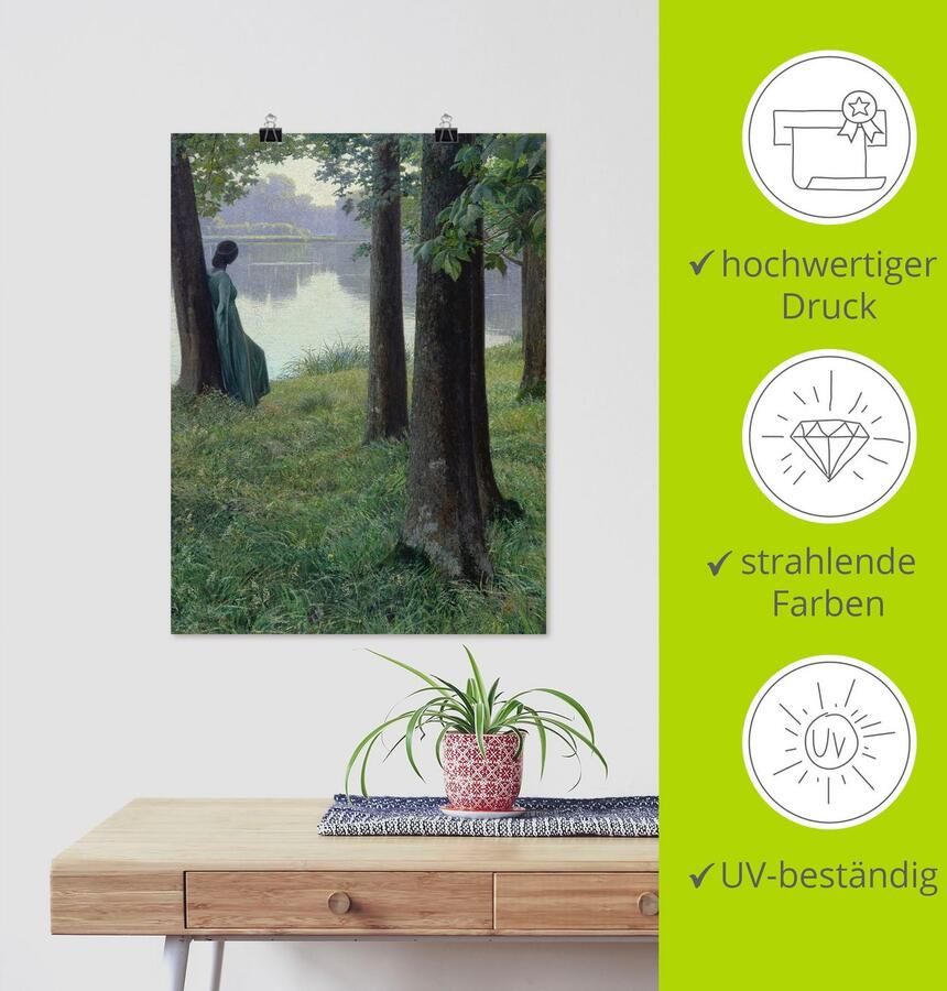 Artland Artprint Morgen bij de vijver in Rastede. 1906 als artprint op linnen poster in verschillende formaten maten - Foto 3