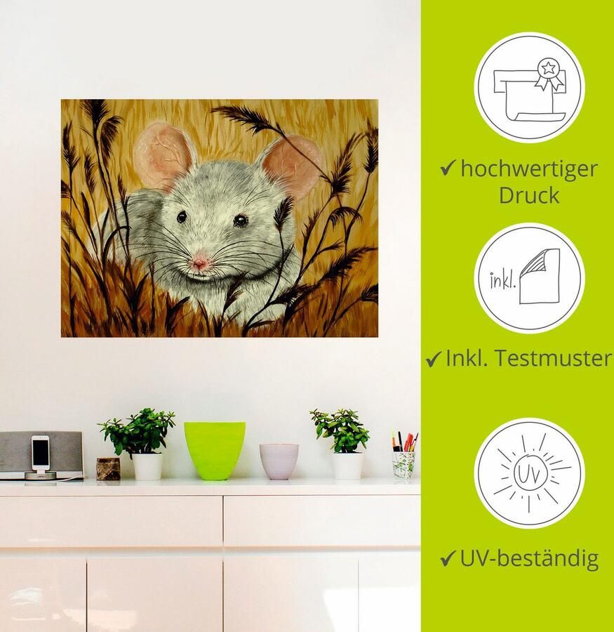 Artland Artprint Muis als artprint van aluminium artprint op linnen muursticker of poster in verschillende maten - Foto 3