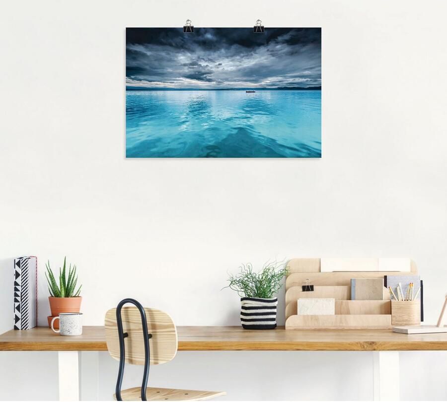 Artland Artprint Mystiek meer met boot als artprint van aluminium artprint voor buiten artprint op linnen poster in verschillende maten. maten - Foto 4