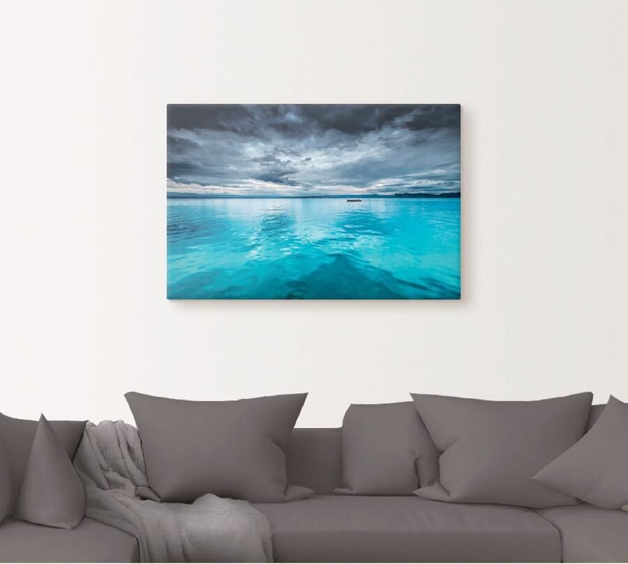 Artland Artprint Mystiek meer met boot als artprint van aluminium artprint voor buiten artprint op linnen poster in verschillende maten. maten - Foto 4