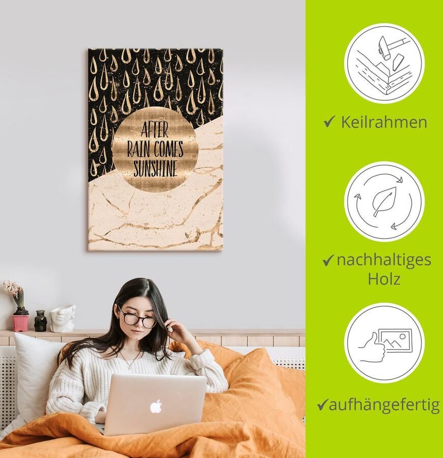 Artland Artprint Na regen komt zonneschijn als artprint op linnen muursticker in verschillende maten - Foto 2