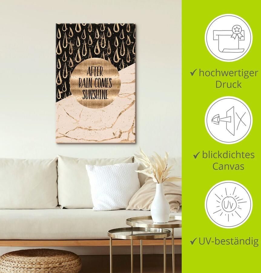 Artland Artprint Na regen komt zonneschijn als artprint op linnen muursticker in verschillende maten - Foto 3