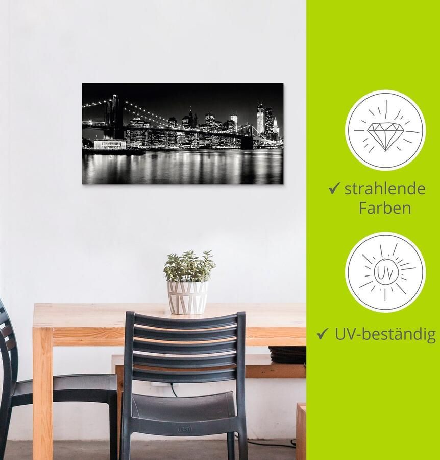 Artland Artprint Nachtelijke skyline Manhattan I als artprint van aluminium artprint voor buiten artprint op linnen poster muursticker - Foto 2