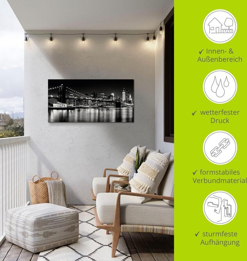 Artland Artprint Nachtelijke skyline Manhattan I als artprint van aluminium artprint voor buiten artprint op linnen poster muursticker - Foto 3