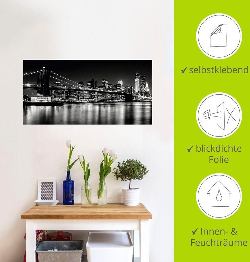 Artland Artprint Nachtelijke skyline Manhattan I als artprint van aluminium artprint voor buiten artprint op linnen poster muursticker - Foto 3