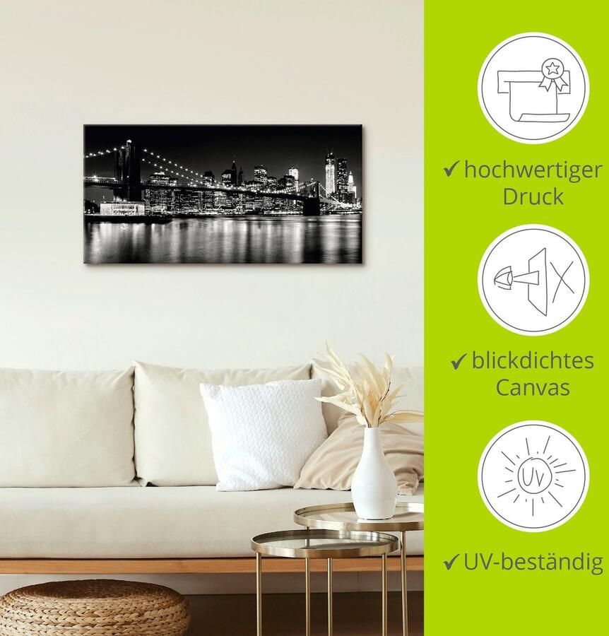Artland Artprint Nachtelijke skyline Manhattan I als artprint van aluminium artprint voor buiten artprint op linnen poster muursticker - Foto 2