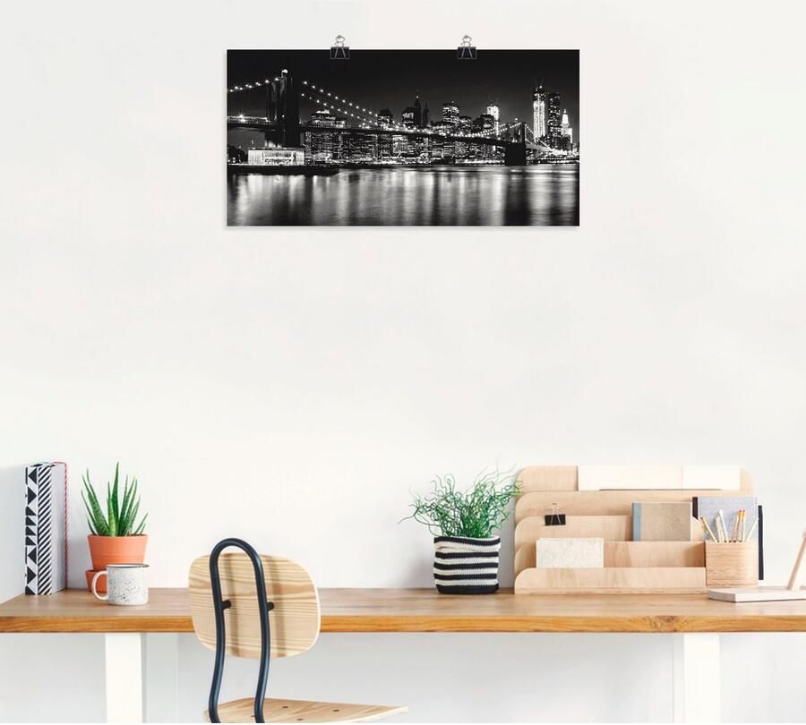 Artland Artprint Nachtelijke skyline Manhattan I als artprint van aluminium artprint voor buiten artprint op linnen poster muursticker - Foto 4