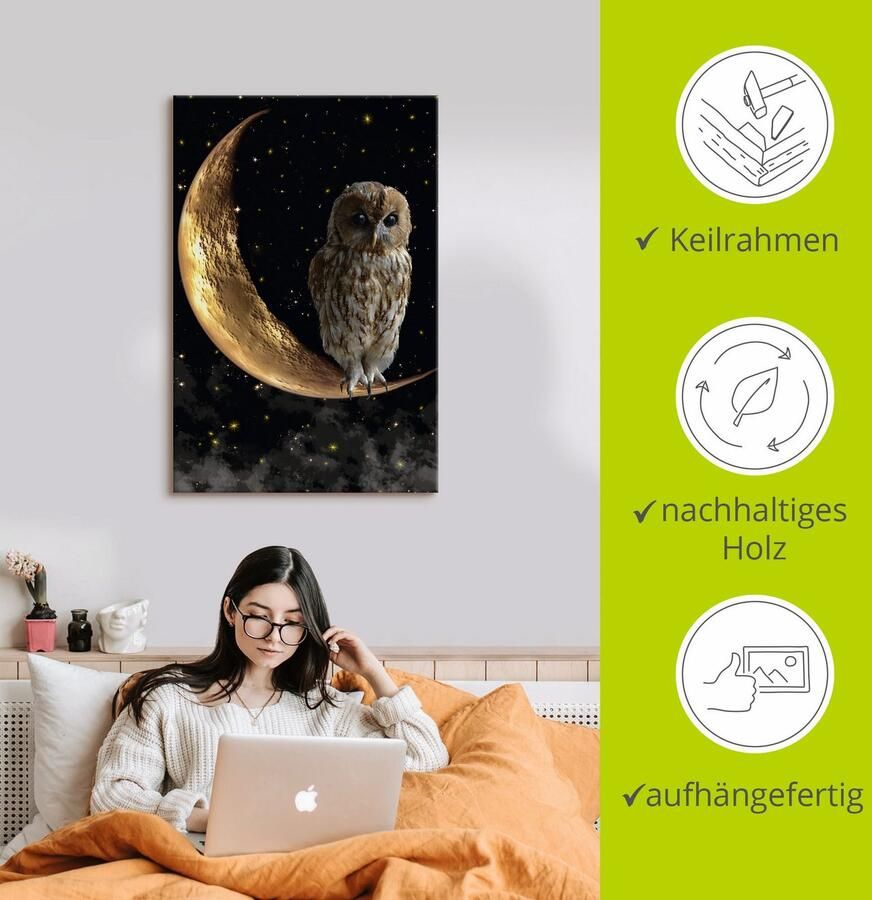 Artland Artprint Nachtuil als artprint van aluminium artprint voor buiten artprint op linnen poster in verschillende maten. maten