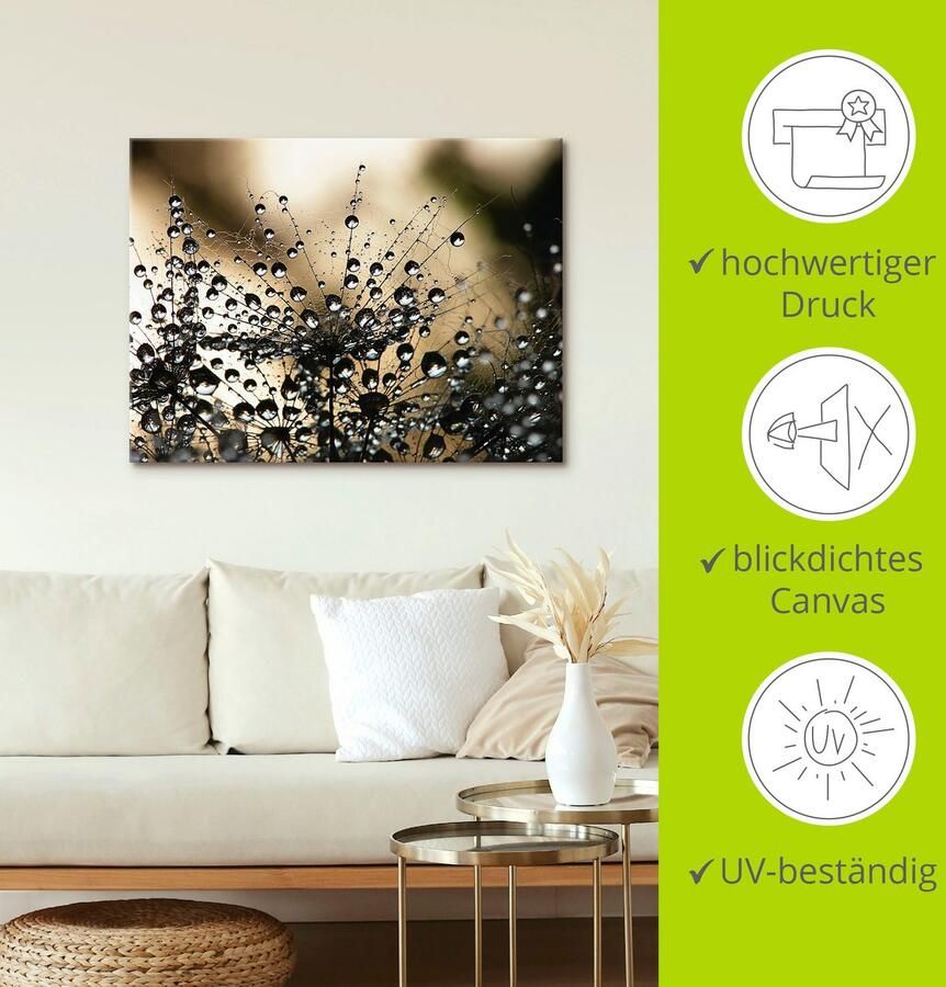 Artland Artprint Natte paardenbloem als artprint van aluminium artprint voor buiten artprint op linnen poster muursticker - Foto 3