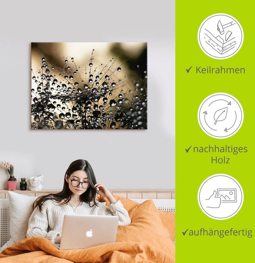 Artland Artprint Natte paardenbloem als artprint van aluminium artprint voor buiten artprint op linnen poster muursticker - Foto 2
