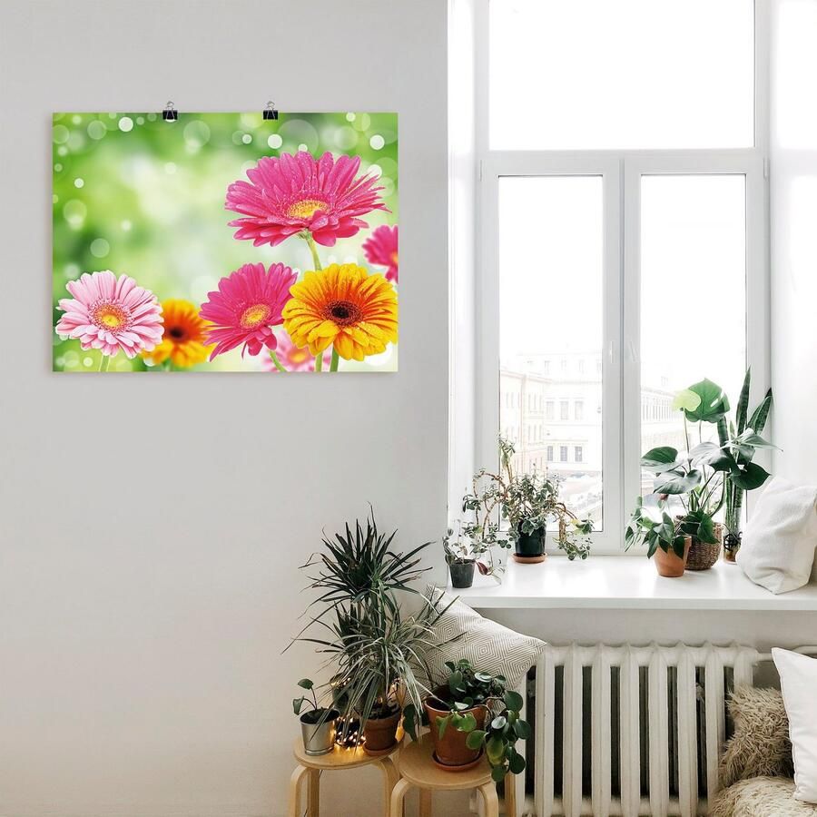 Artland Artprint Natuurlijke romantiek Gerberas als artprint op linnen poster in verschillende formaten maten