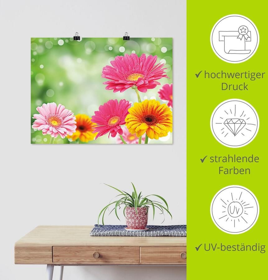 Artland Artprint Natuurlijke romantiek Gerberas als artprint op linnen poster in verschillende formaten maten - Foto 3